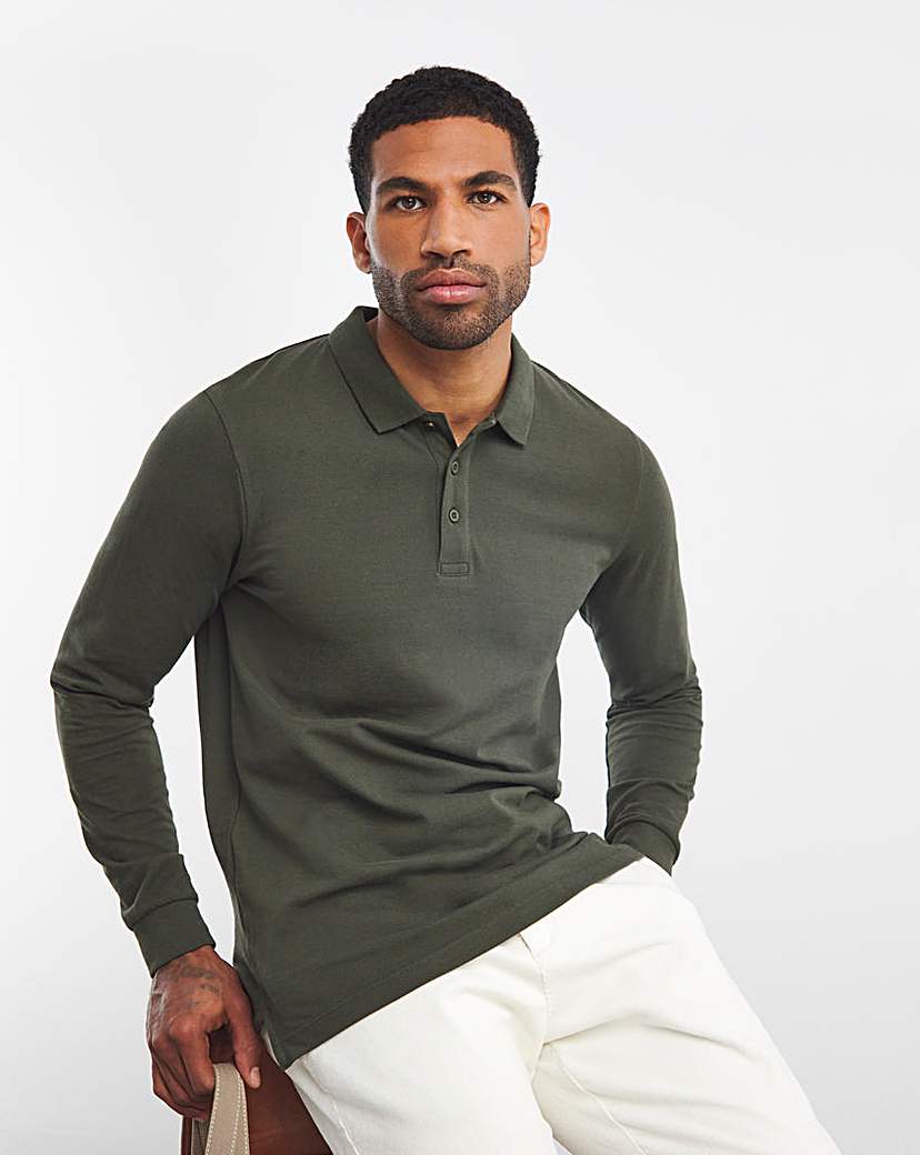 Pure Cotton Long Sleeve Pique Polo