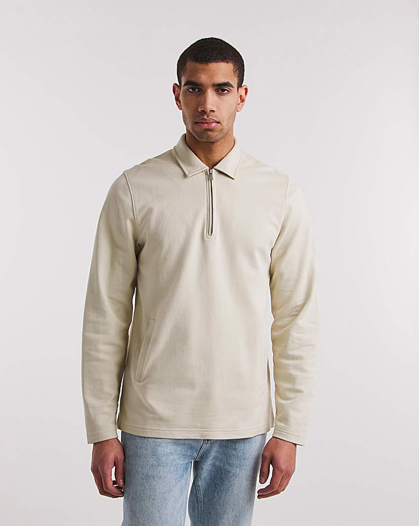 Image of 1/4 Zip Open Hem Sweatshirt