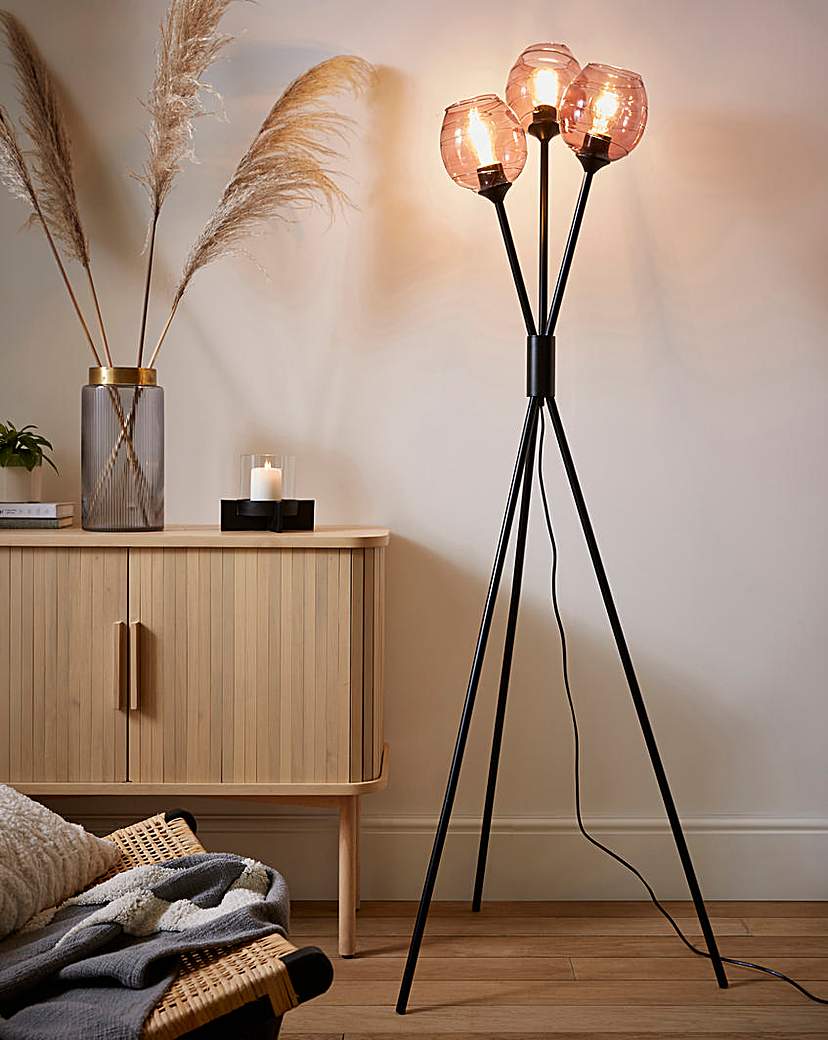 Plum Glass Tripod Floor Lamp