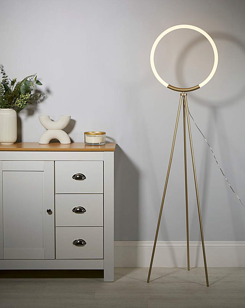 Led Frosted Hoop Tripod Floor Lamp