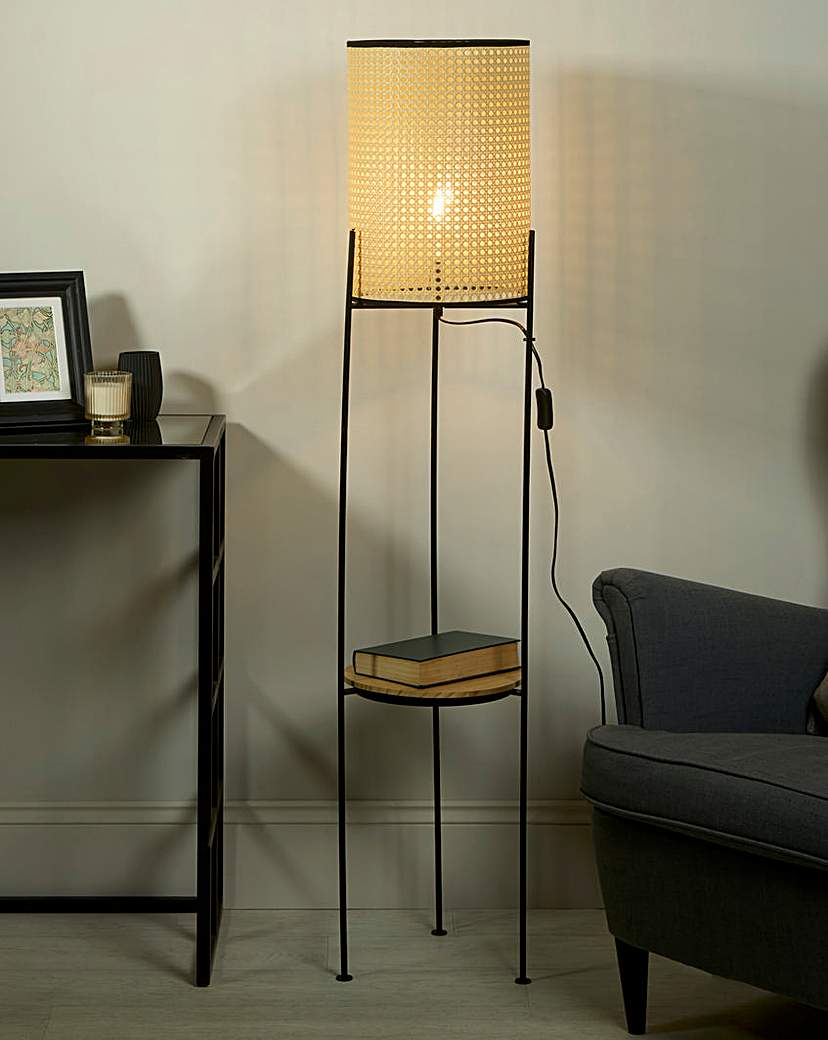 Rattan Cane Space Saving Floor Lamp