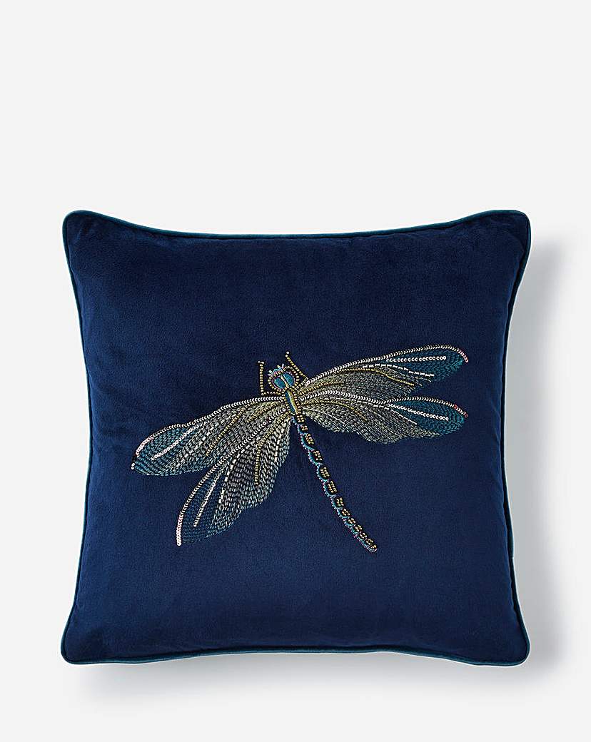 Embroidered Dragonfly cushion