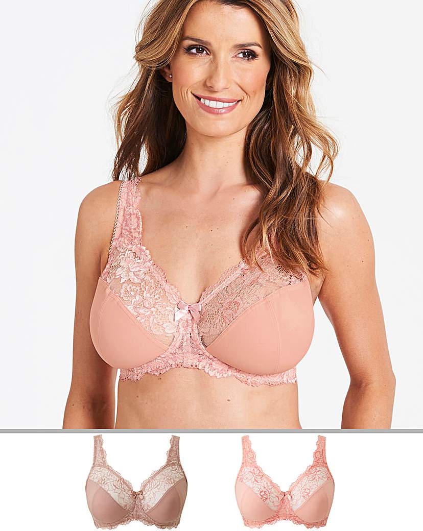 Image of 2Pack Ella Lace Non Wired Mink/Peach Bra