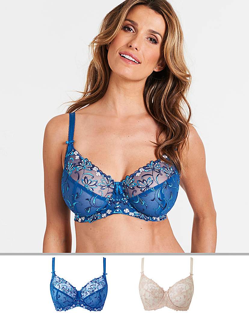 Image of 2 Pack Chrissie Blue/Ivory Full Cup Bras