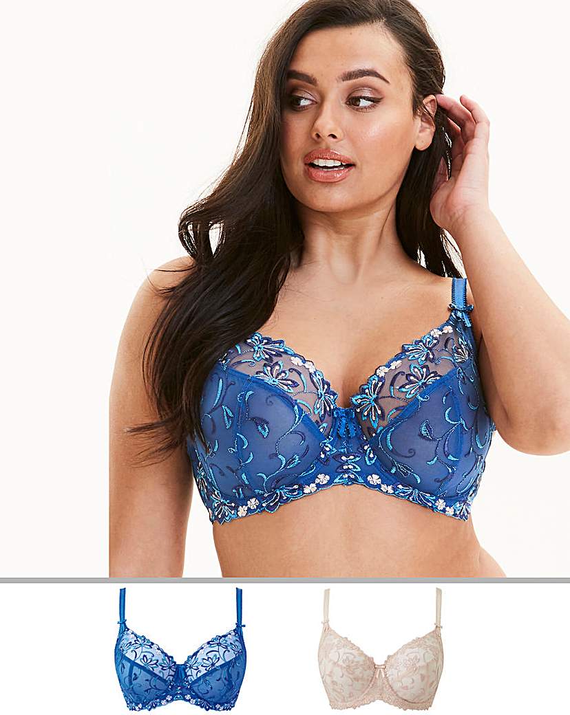 Image of 2 Pack Chrissie Blue/Ivory Full Cup Bras