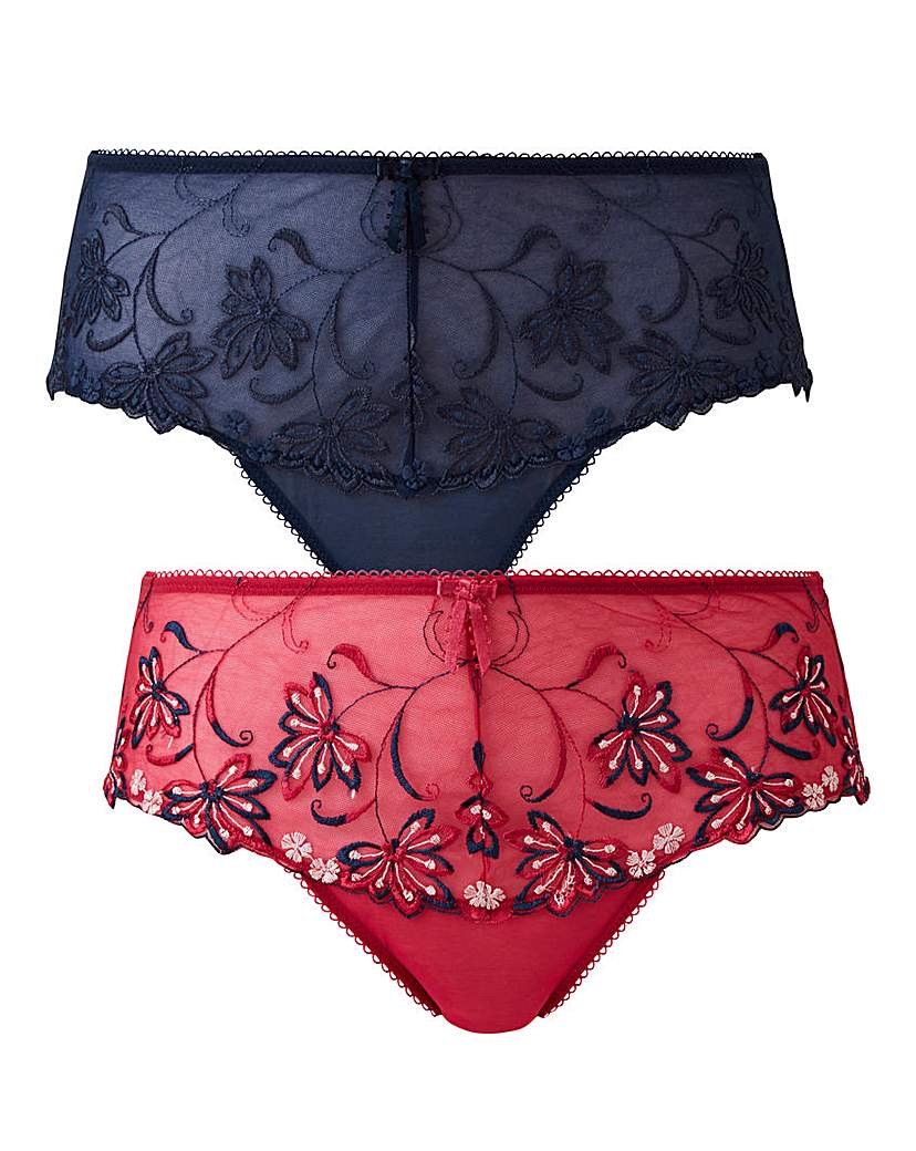 Image of 2 Pack Chrissie Red/Navy Midi Brief