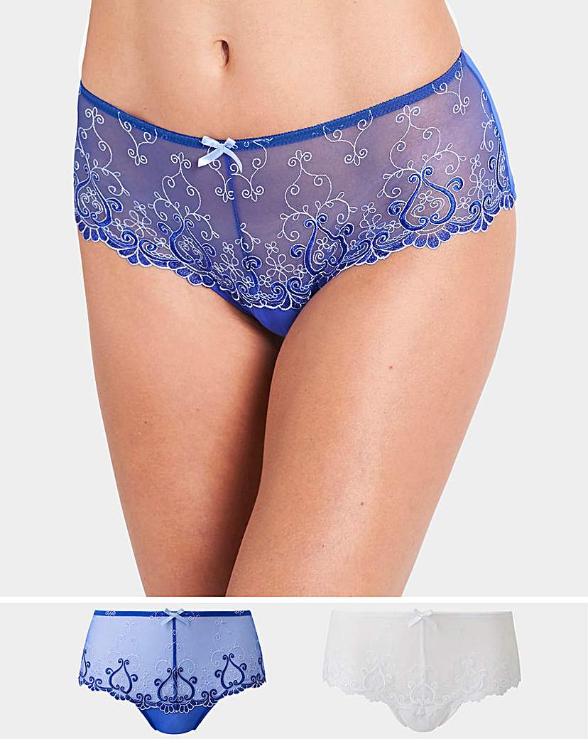 Image of 2 Pack Emma Blue Multi Midi Briefs