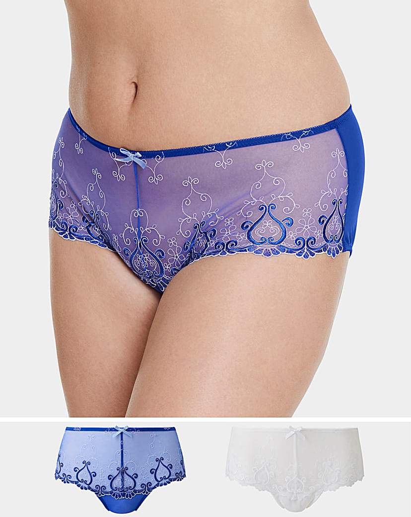 Image of 2 Pack Emma Blue Multi Midi Briefs