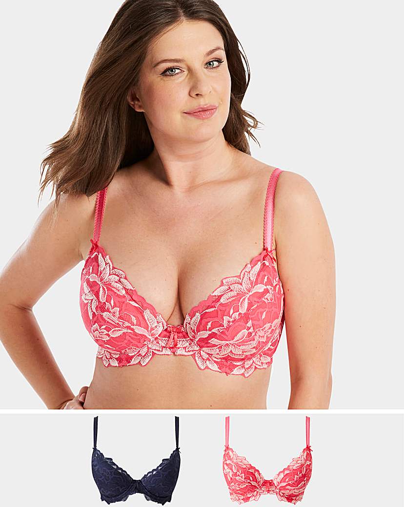 2 Pack Lily Navy/Pink Plunge Bras