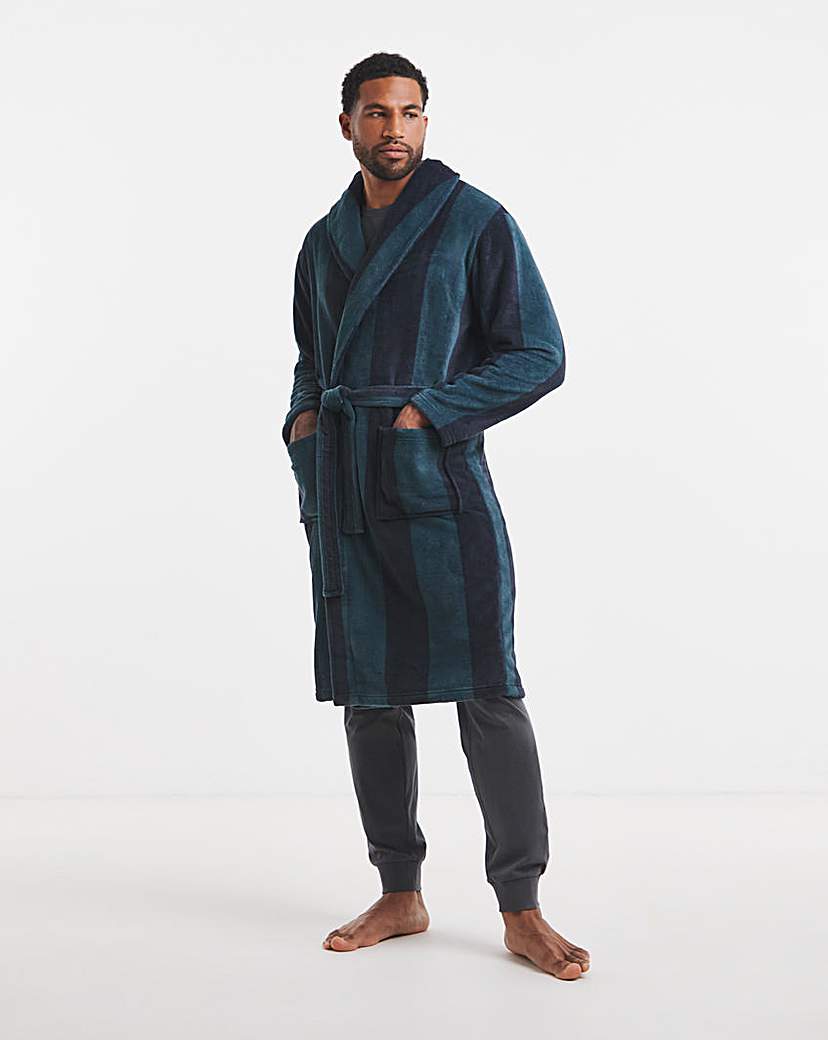 Stripe Fleece Dressing Gown