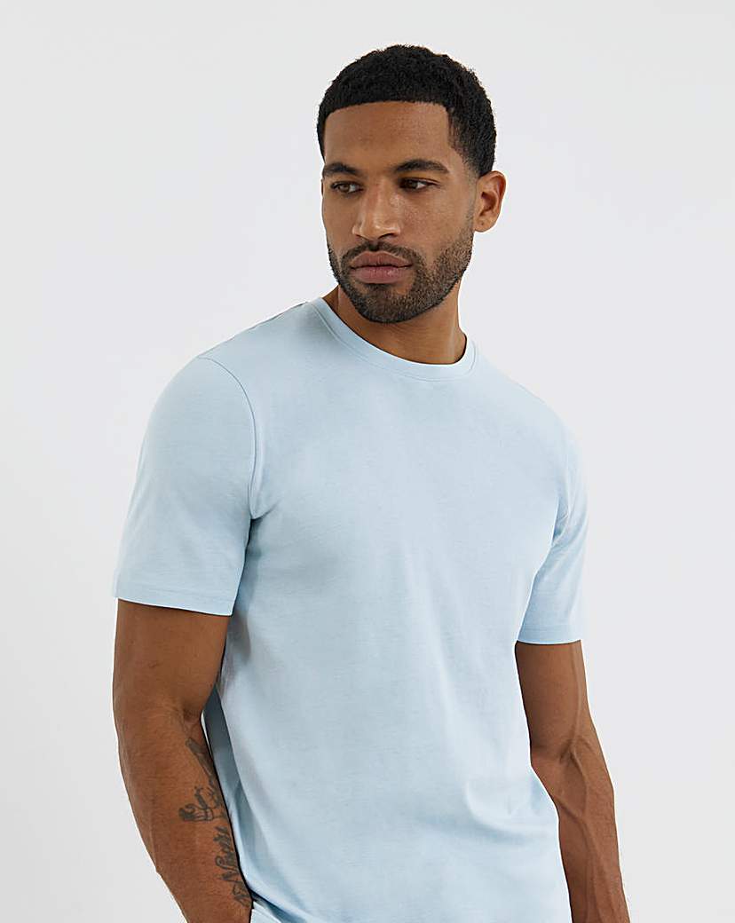 Pure Cotton Crew Neck TShirt LongBlue Blue …