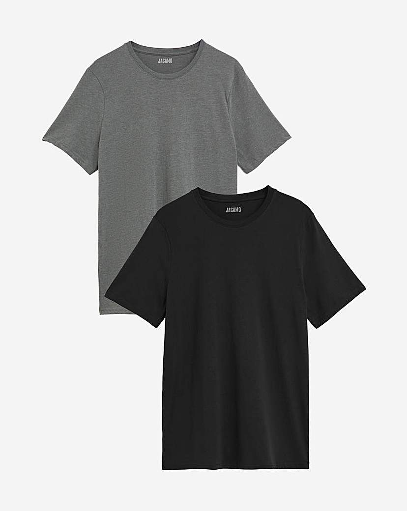 2 Pack T-Shirts Long - Black/Charcoal