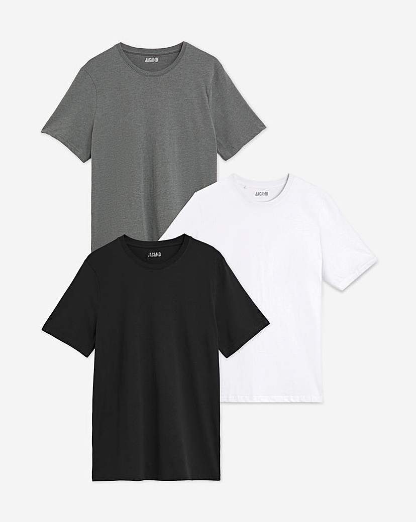 3 Pack T-Shirts - Black/Charcoal/White