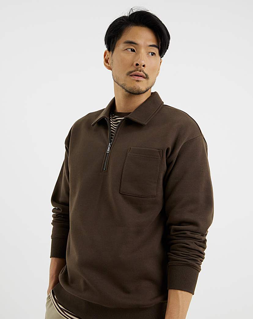 New In - Relaxed 1/4 Zip Polo Neck Sweatshirt