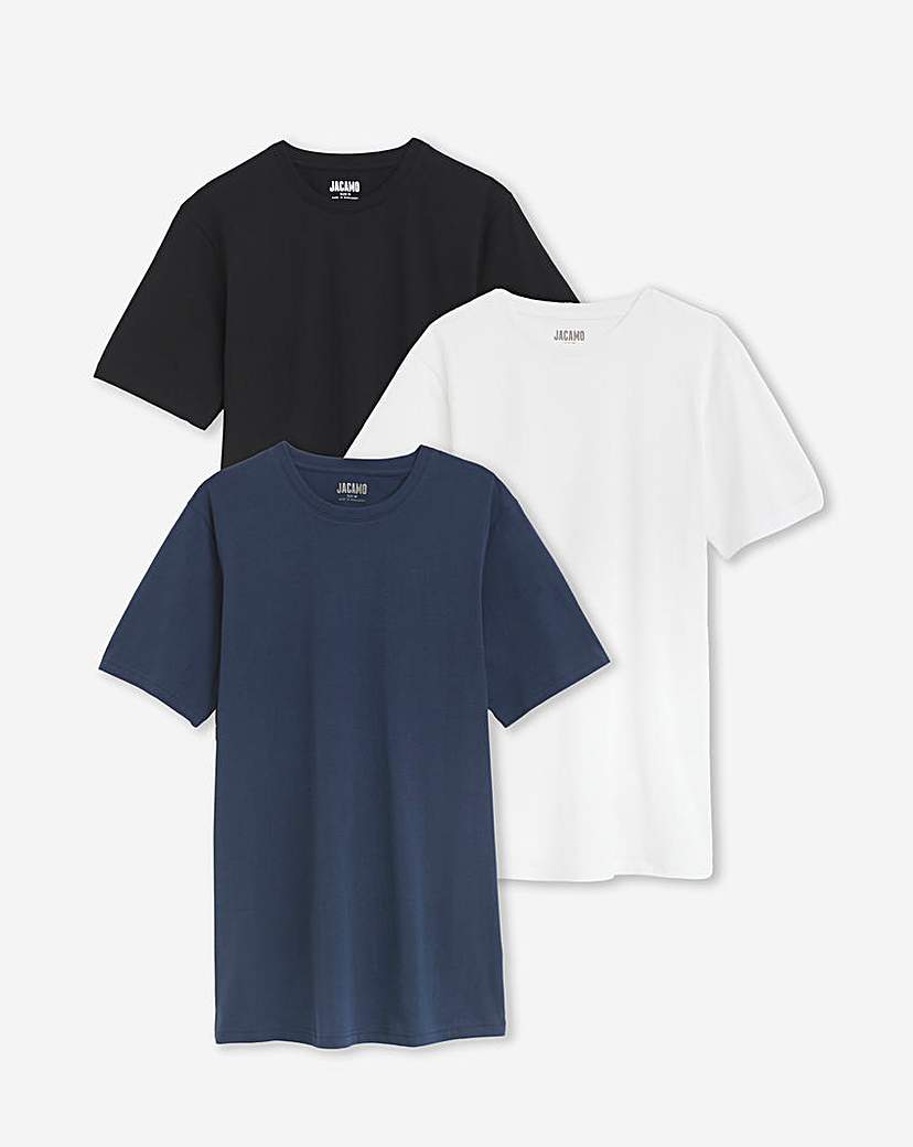 3Pk Multi Crew Neck T-Shirts Long Length