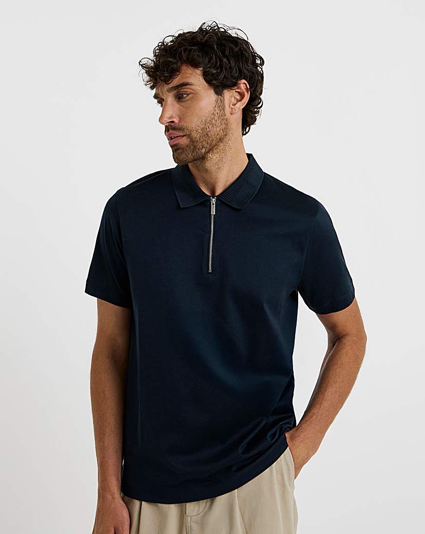 New In - Folio Mercerised Supima Zip Polo