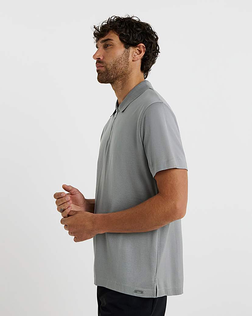 New In - Folio Mercerised Supima Zip Polo