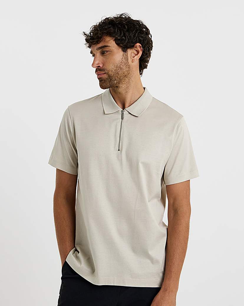 New In - Folio Mercerised Supima Zip Polo
