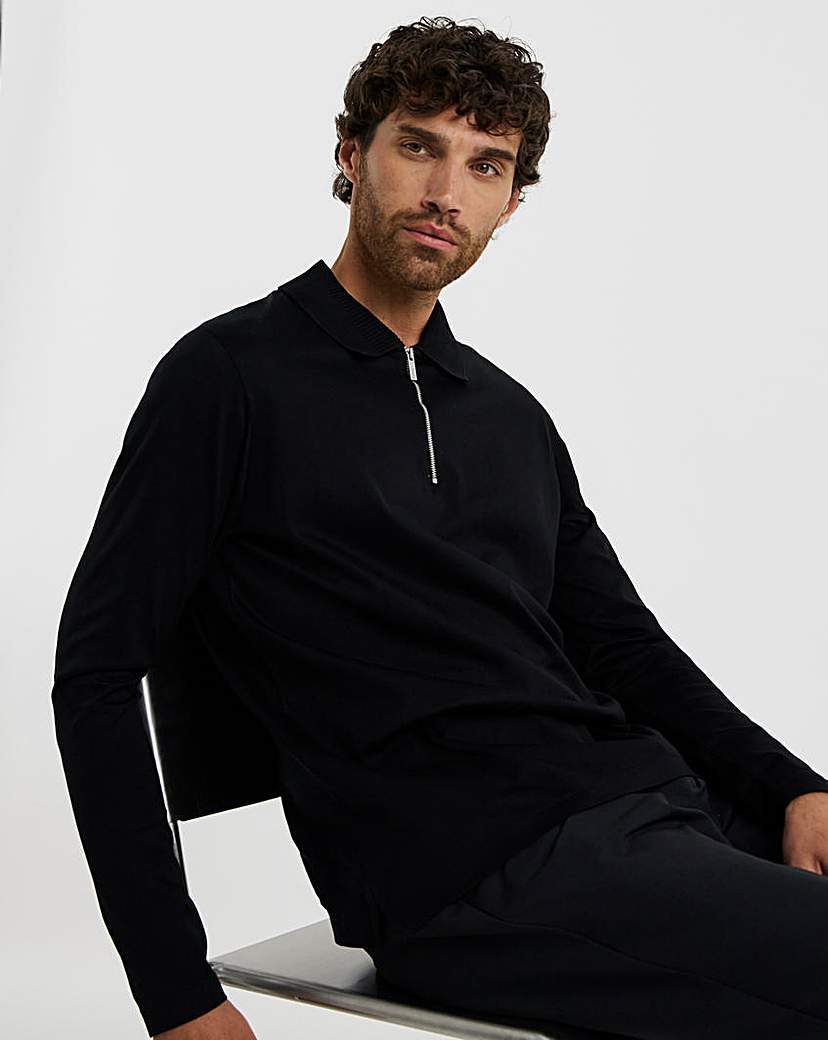 New In - Folio Supima Zip Long Sleeve Polo