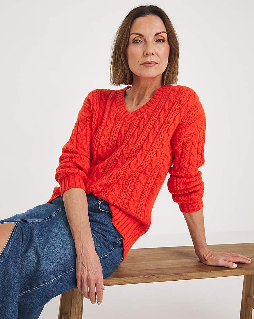 V Neck Cable Jumper