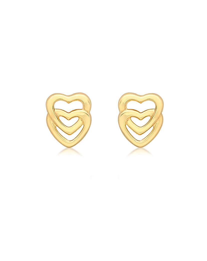 9ct Gold Entwined-Hearts Stud Earrings