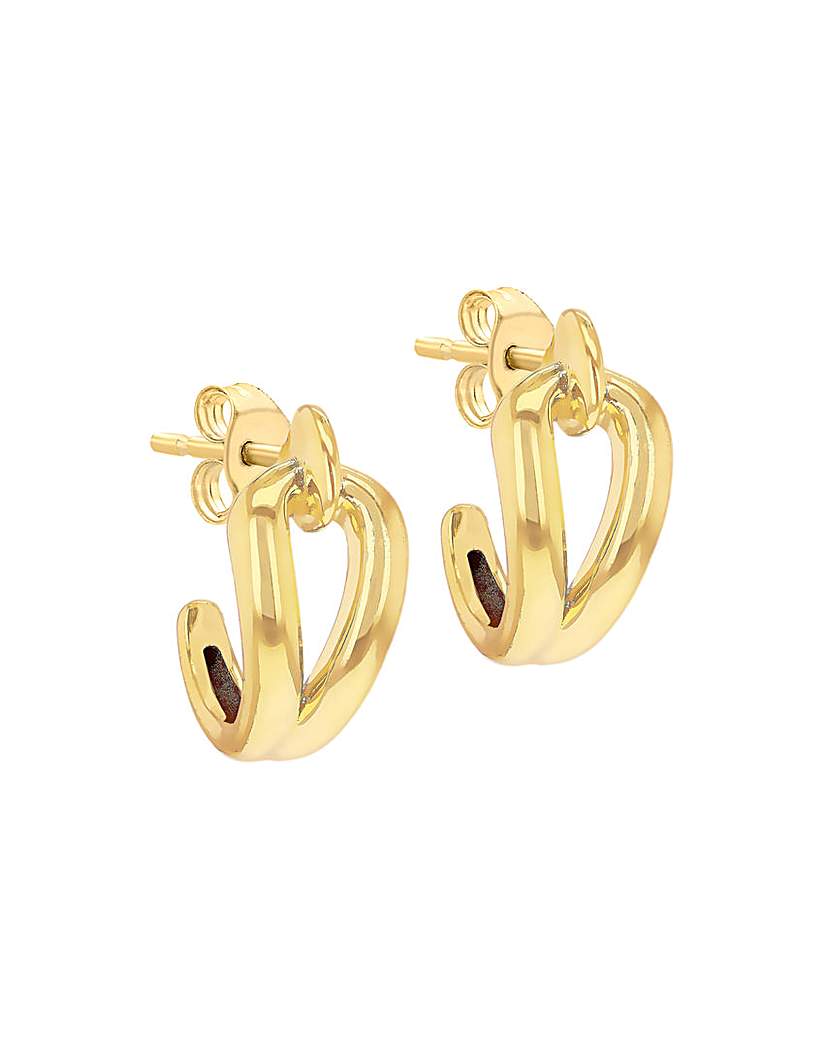 9ct Gold Hook Knot Half Creole Studs