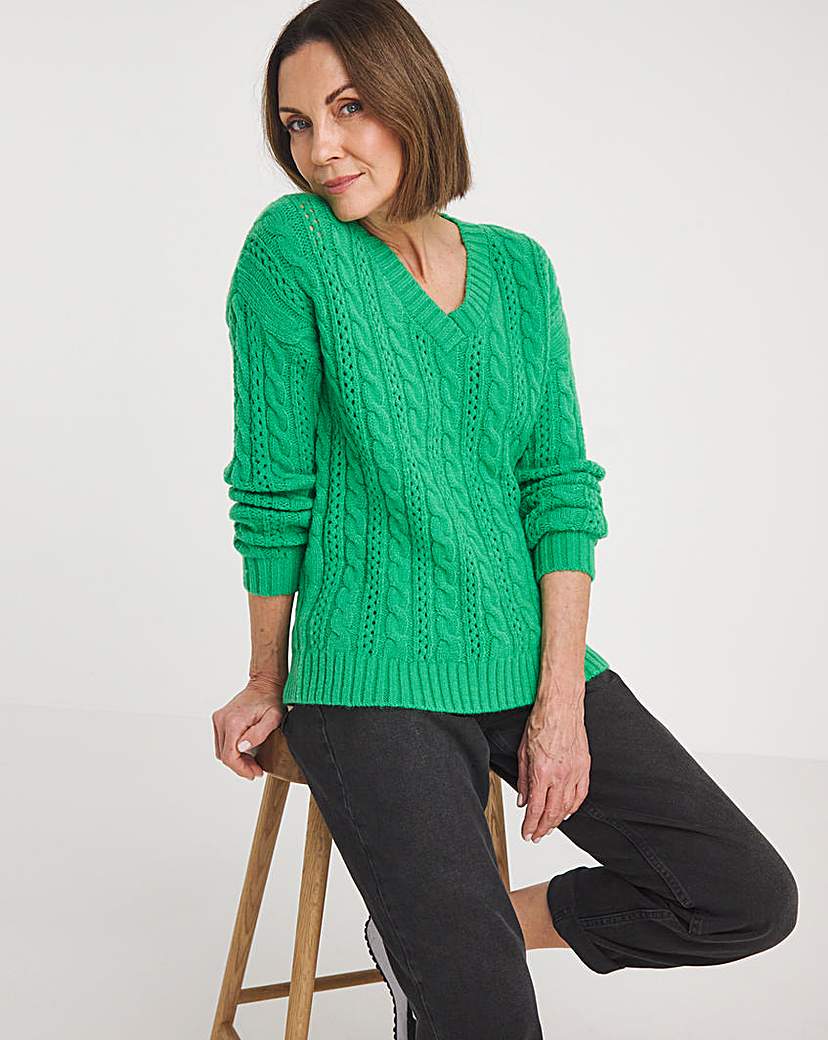 V Neck Cable Jumper