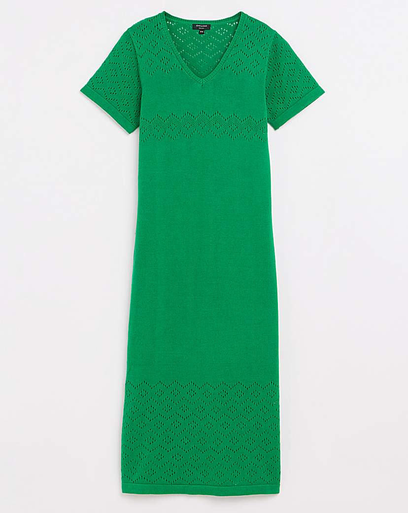 Short Sleeve V Neck Midi Dress