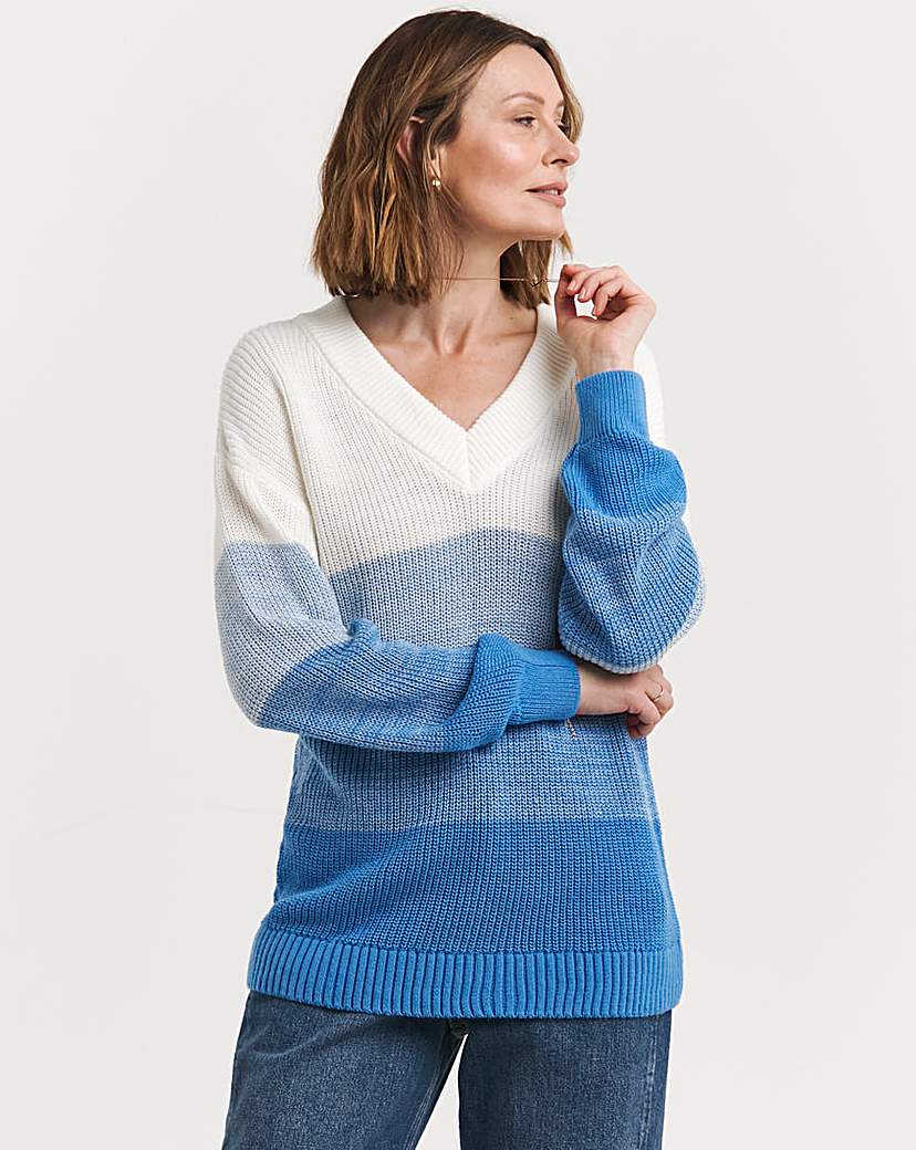 Volume Sleeve Fisherman Rib Stripe Tunic