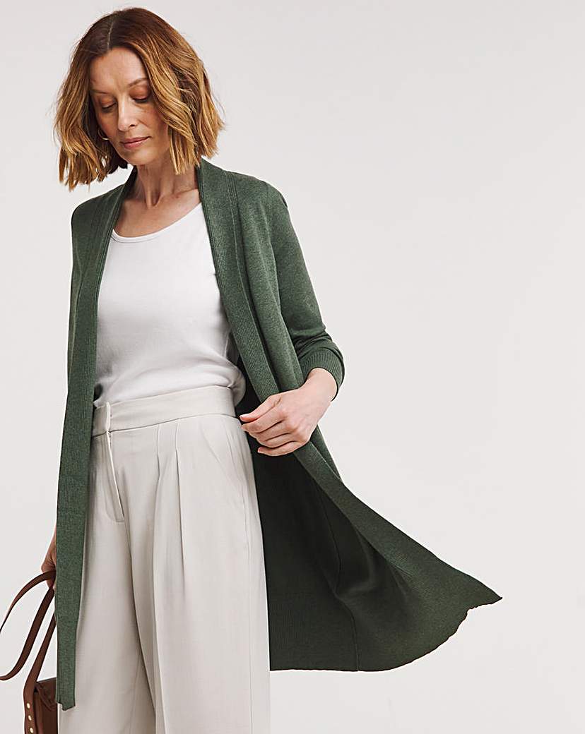 Khaki Marl Longline Cardigan