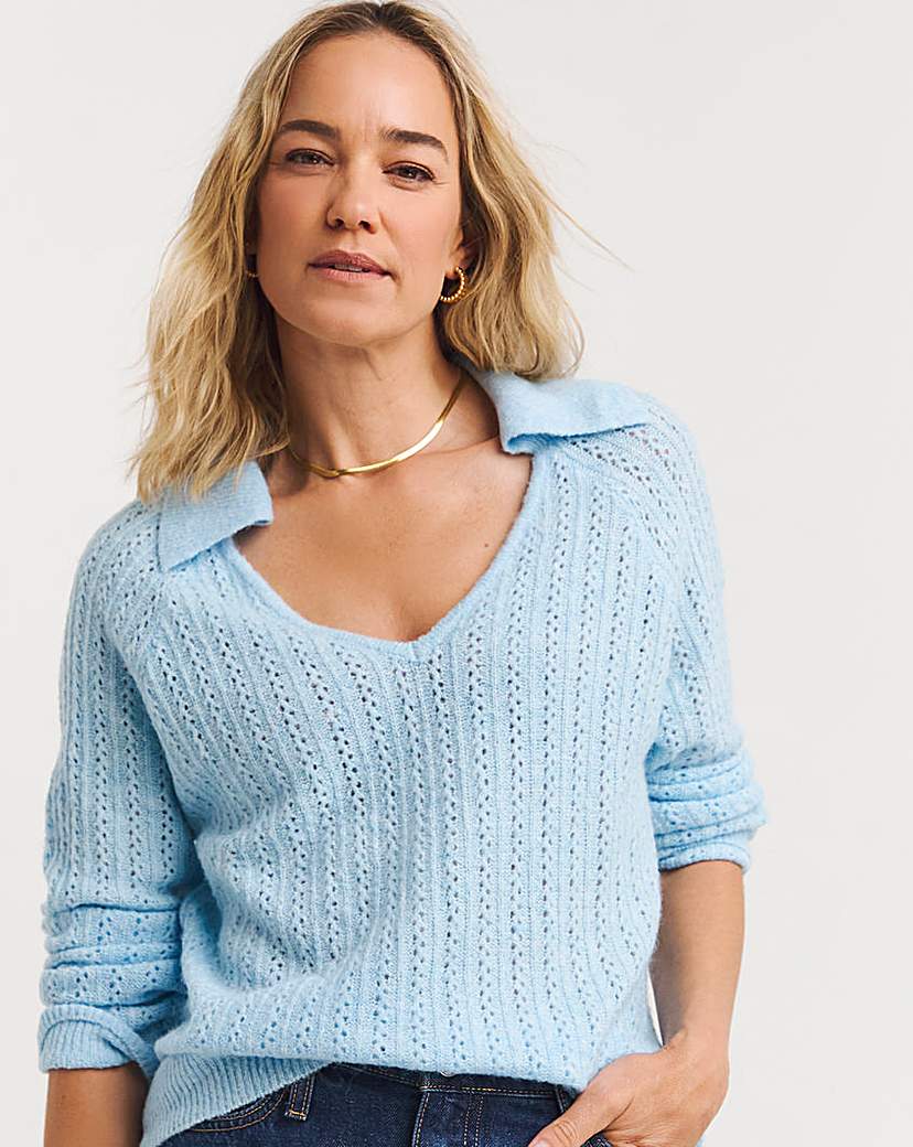 Pointelle Collar Jumper