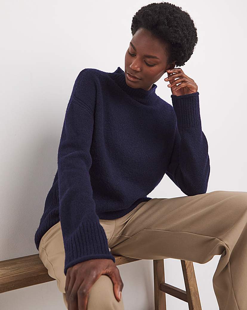 Roll Edge Funnel Neck Jumper