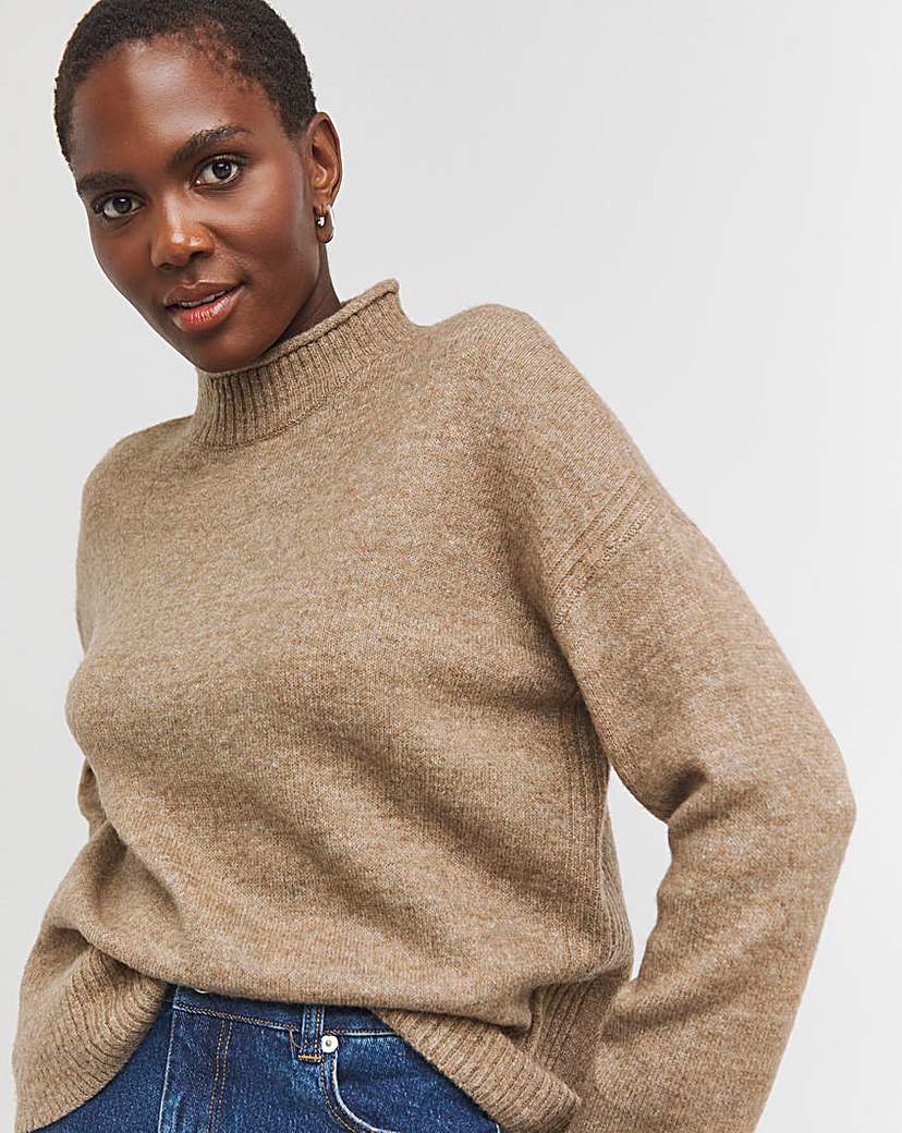 Rolled Edge Funnel Neck Jumper