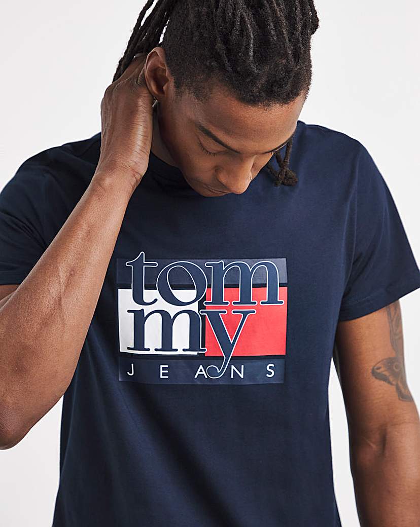 Tommy Jeans Slim Flag T-Shirt - Navy