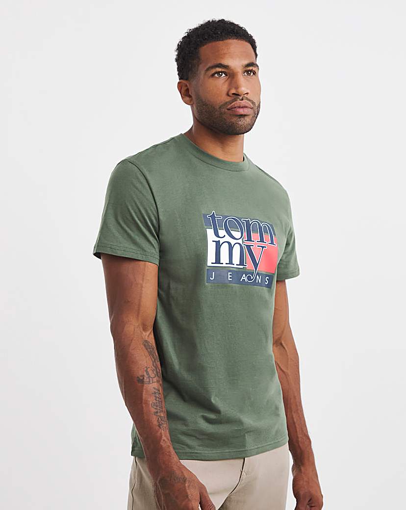 New In - Tommy Jeans Slim Flag T-Shirt - Green