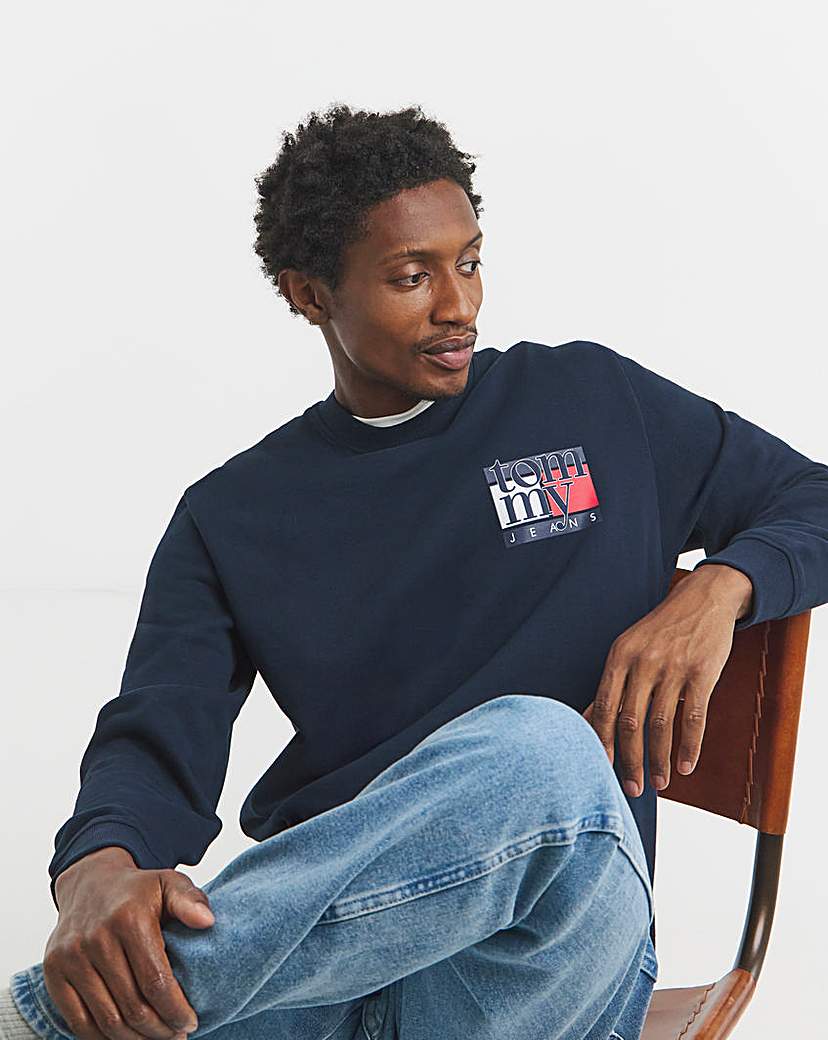 New In - Tommy Jeans Crew Sweatshirt - Navy