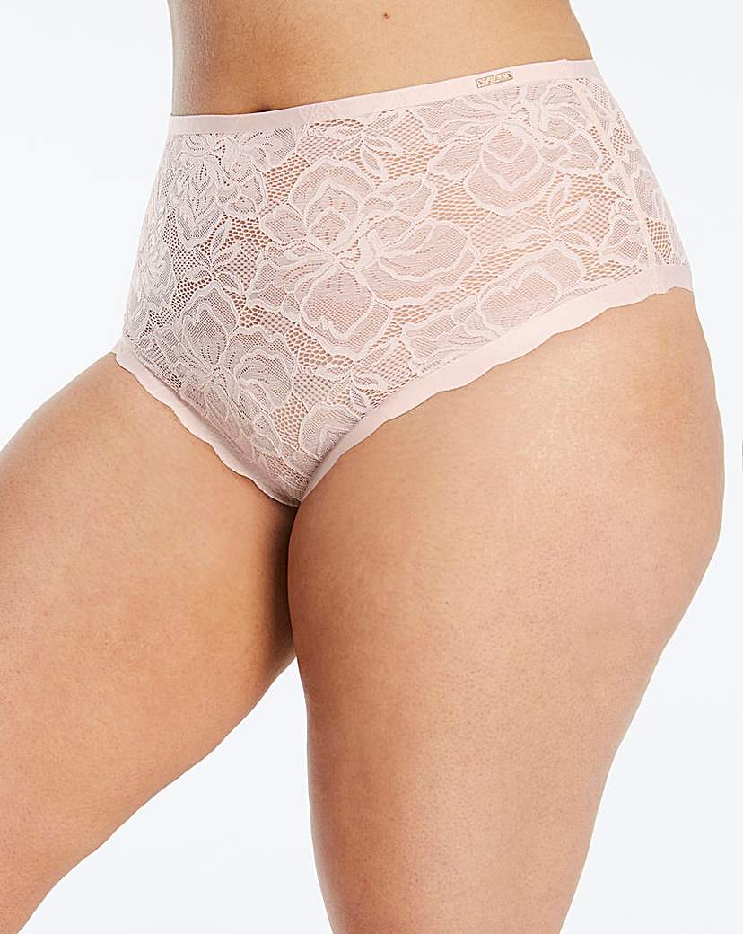 Image of Figleaves Curve Luxe High Leg Lace Brief