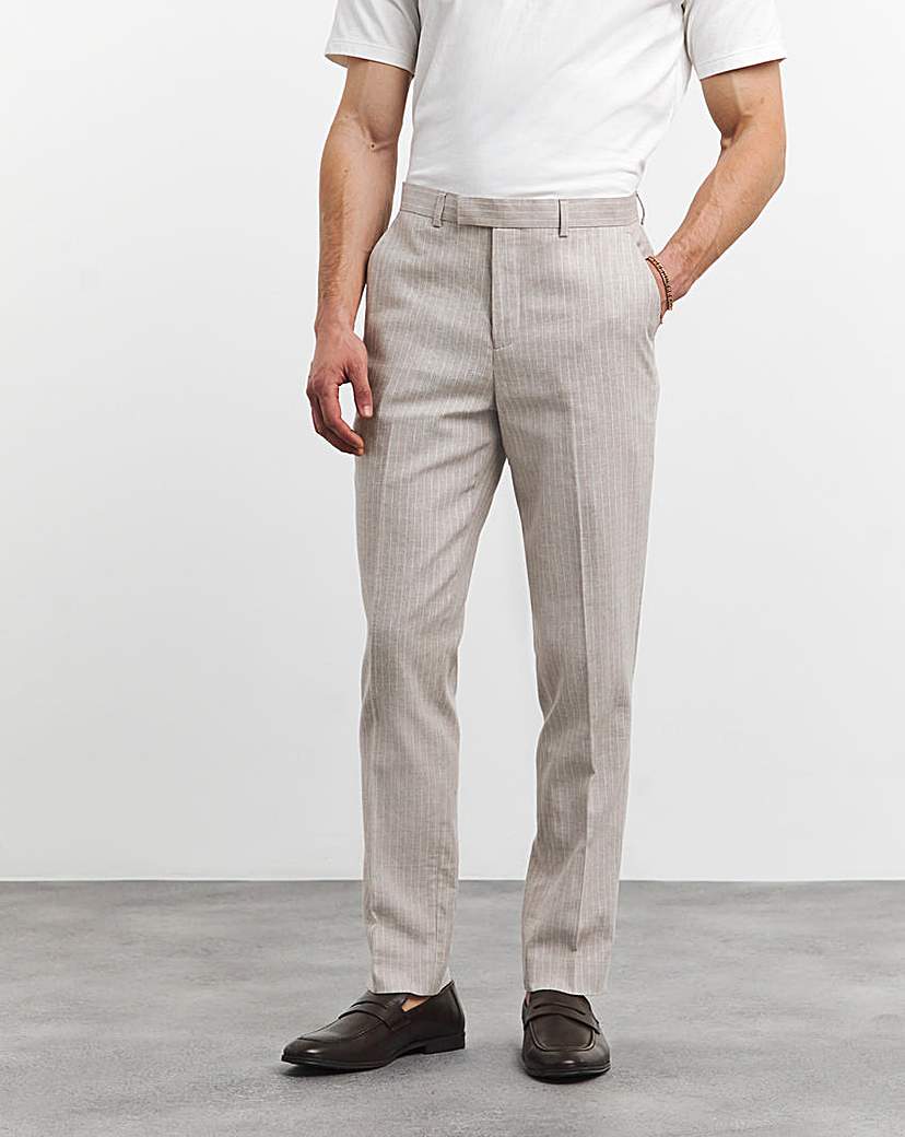 Linen Blend Pinstripe Suit Trouser