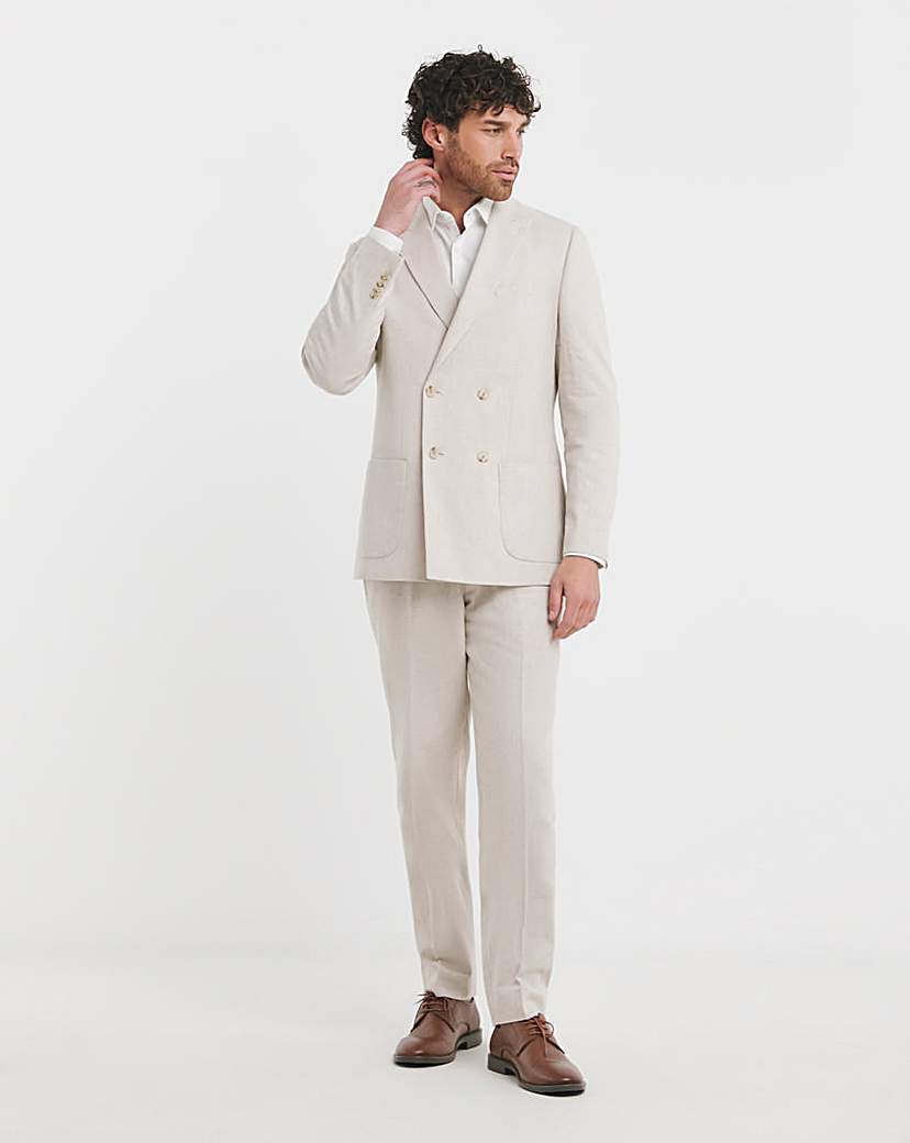 Linen Blend Double Breasted Blazer