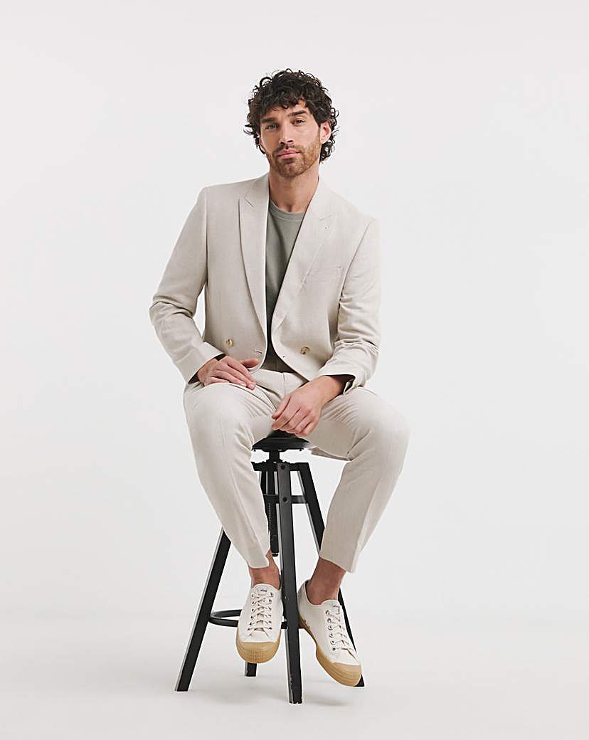 Linen Blend Double Breasted Blazer