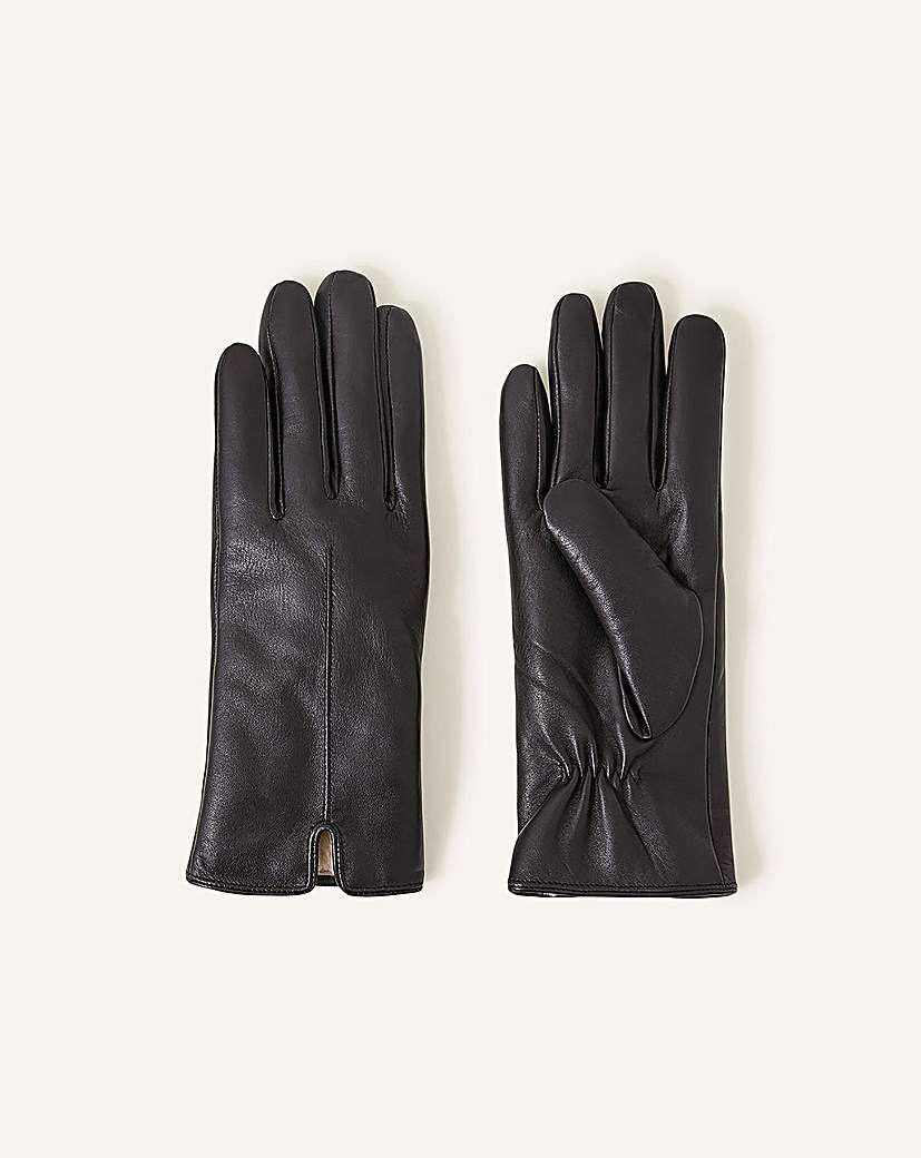 Faux Fur-Lined Leather Gloves