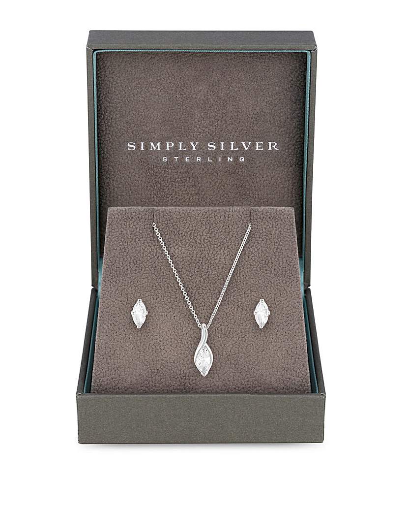 Simply Silver Marquisse Navette Set