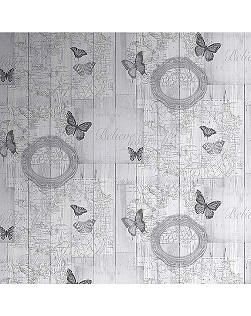 Butterfly Map Grey