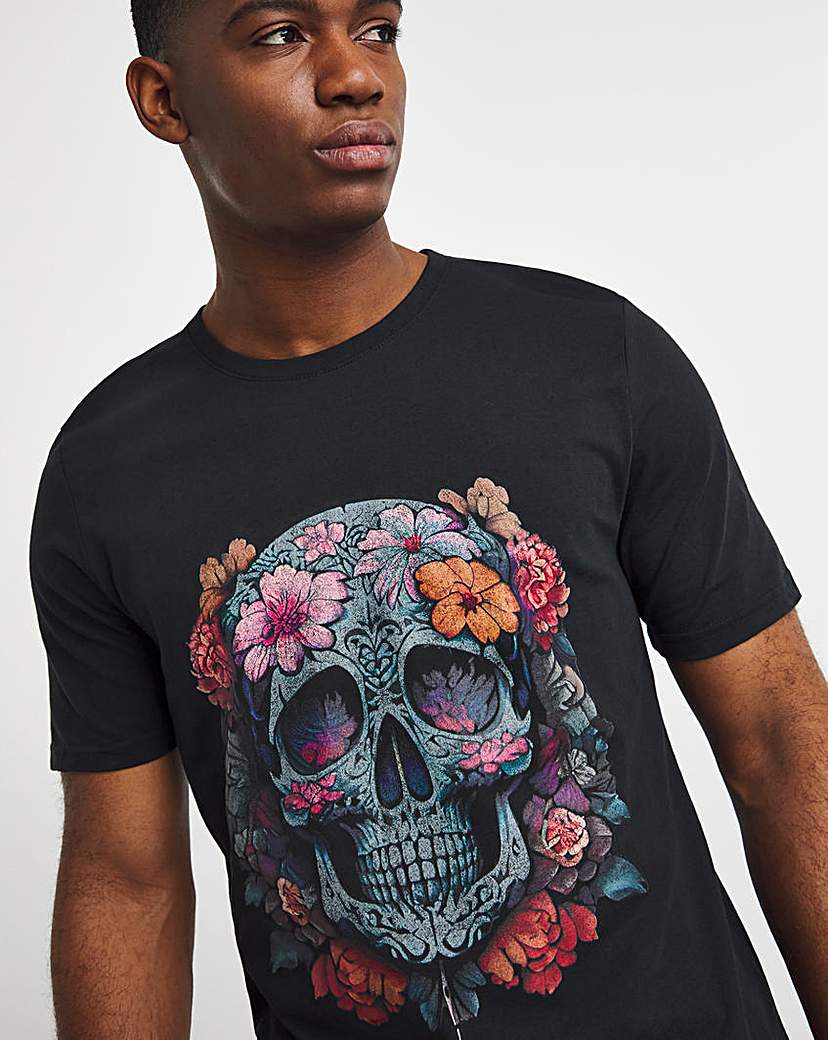 Skull Floral Graphic T-Shirt Long