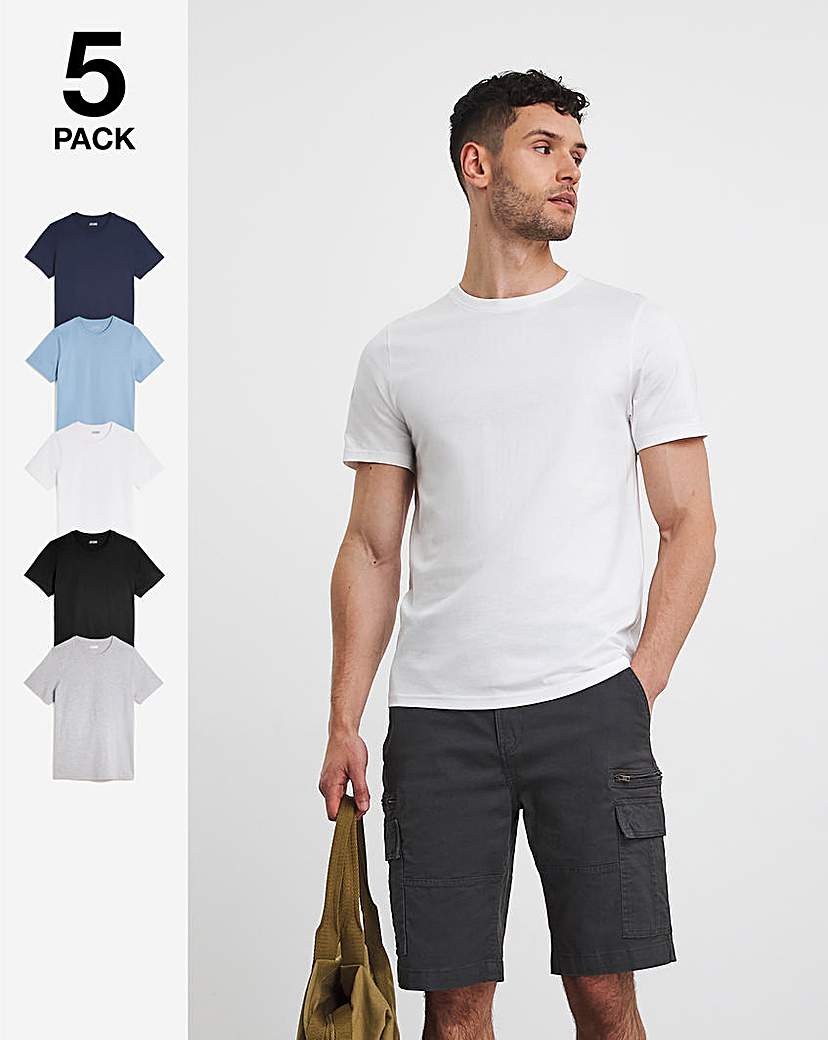 5 Pack Pure Cotton Crew Neck T-Shirts