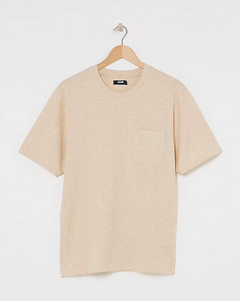 Relaxed Fit Marl Pocket TShirt Ecru Jacamo …