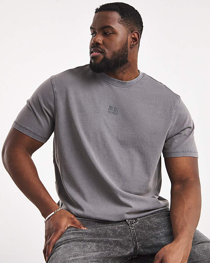 Relaxed Acid Wash Embroidered T-Shirt