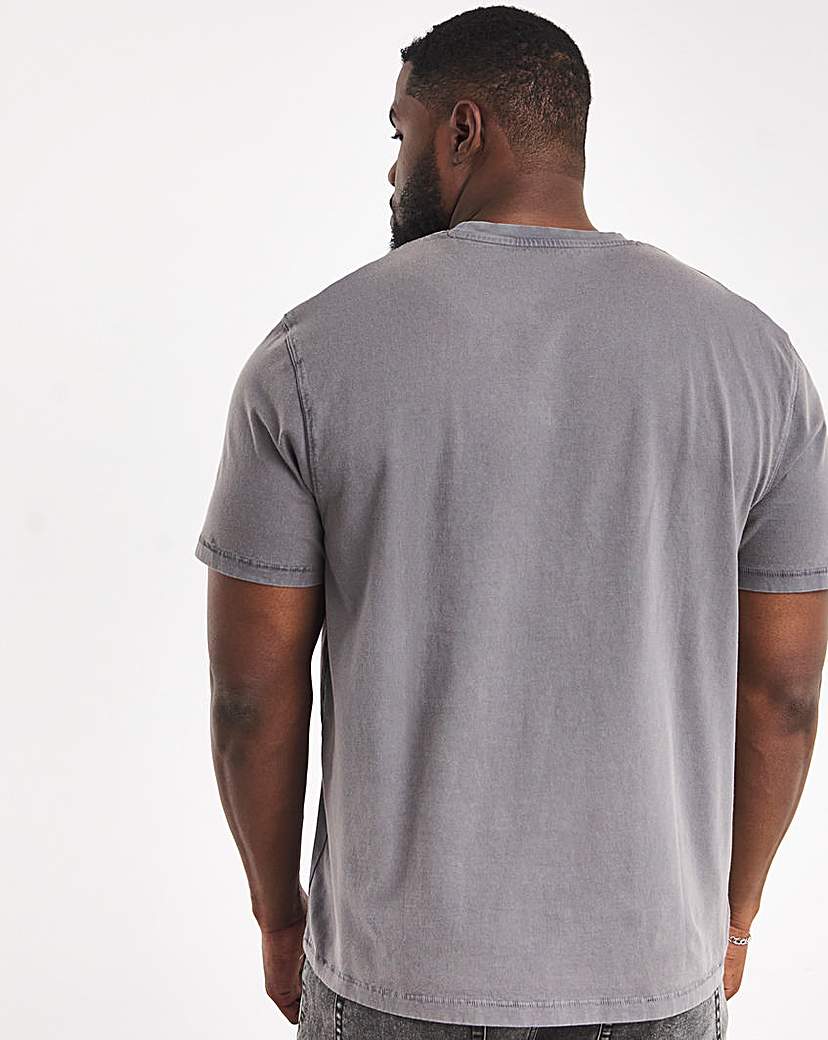 Relaxed Acid Wash Embroidered T-Shirt