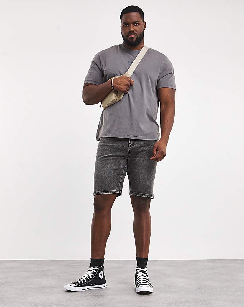 Relaxed Acid Wash Embroidered T-Shirt
