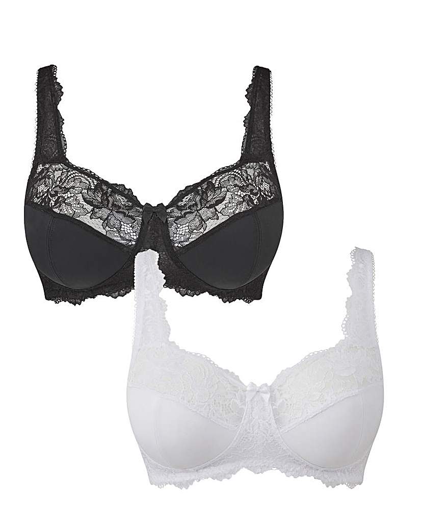 Image of 2Pack Ella Lace NonWired Black/White Bra